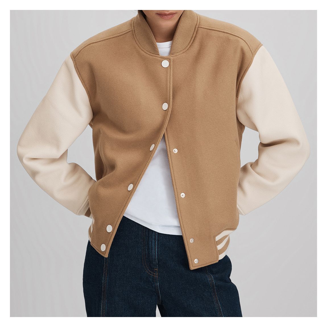 Camel Vienna Wool Blend Bomber Jacket main product photo
