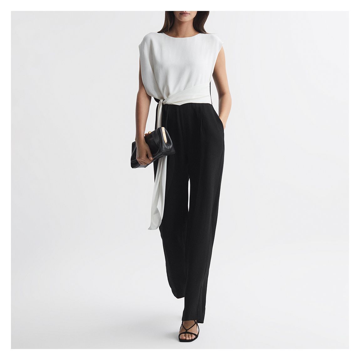 Black/Cream Alba Wide Leg Jumpsuit main product photo
