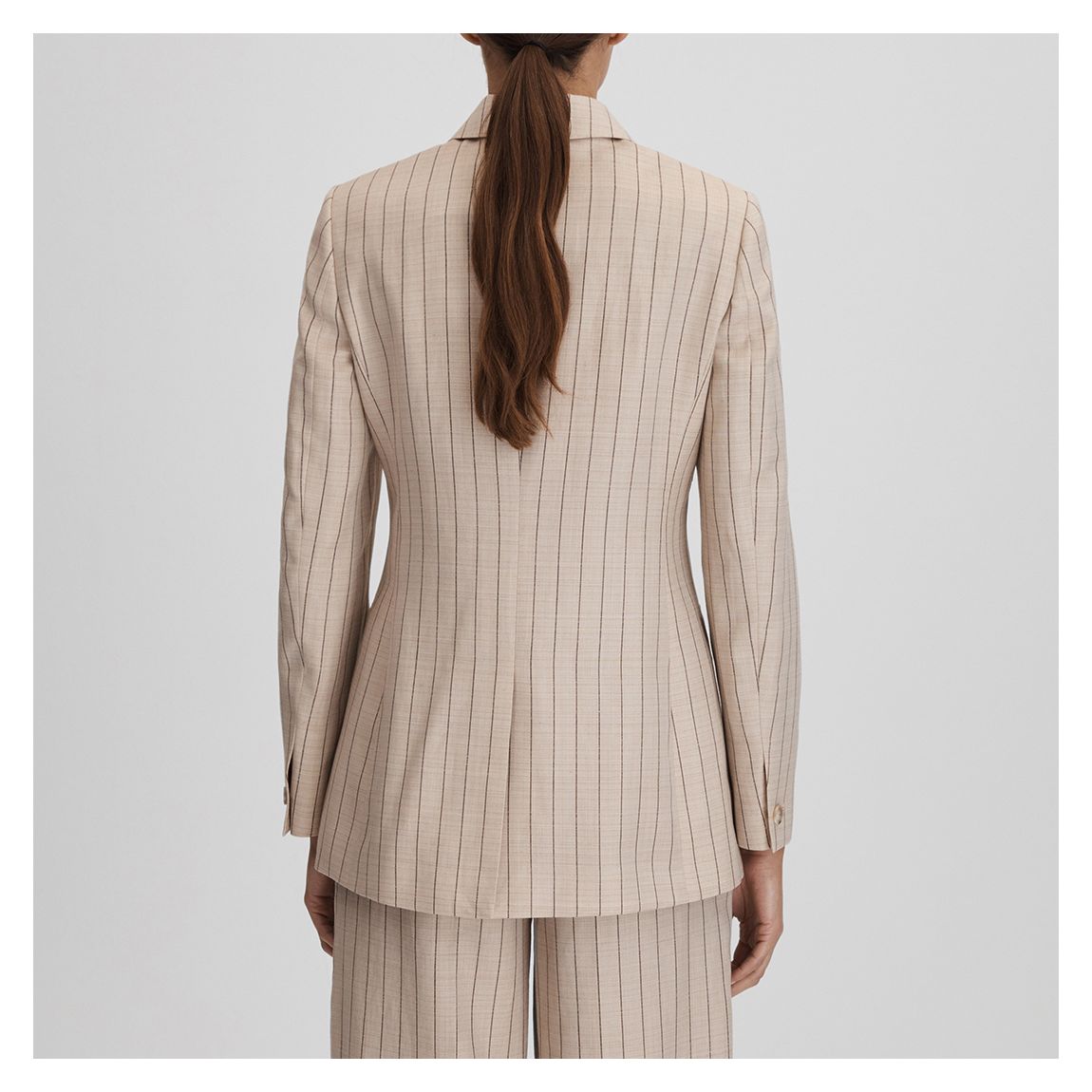 Neutral Odette Pin Stripe Wool Blend Blazer main product photo