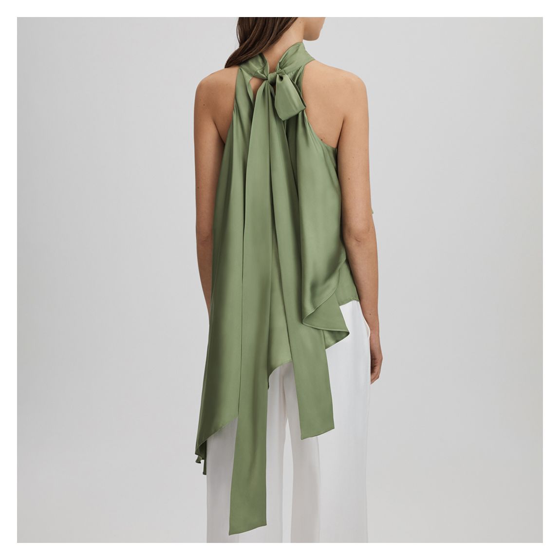 Green Elsie High Neck Ruffle Top main product photo