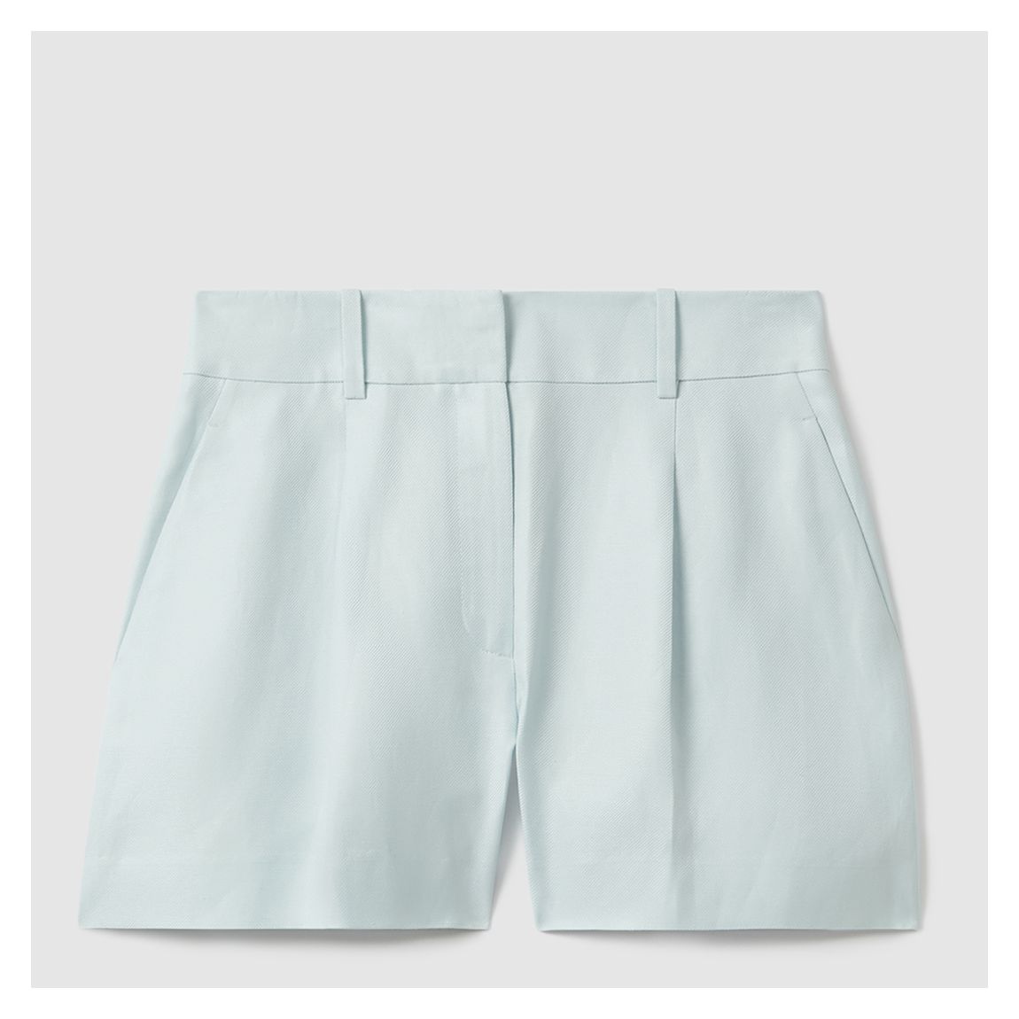 Blue Lori Pleated Linen Blend Shorts main product photo