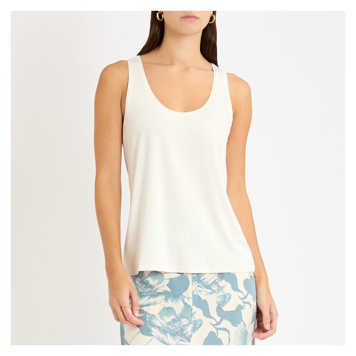 White Riley Scoop Neck Vest main product photo