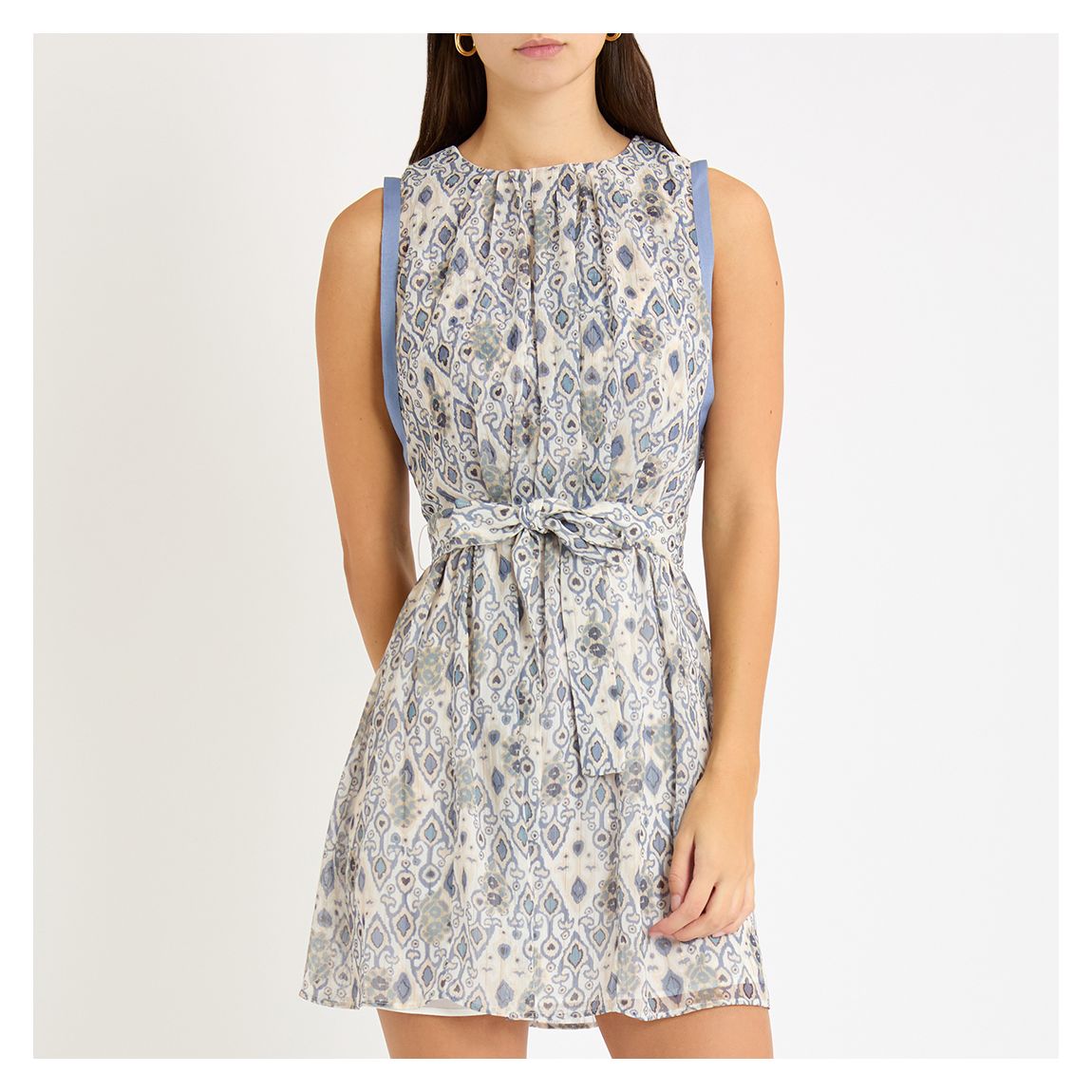Pale Blue Charlotte Printed Flippy Mini Dress main product photo
