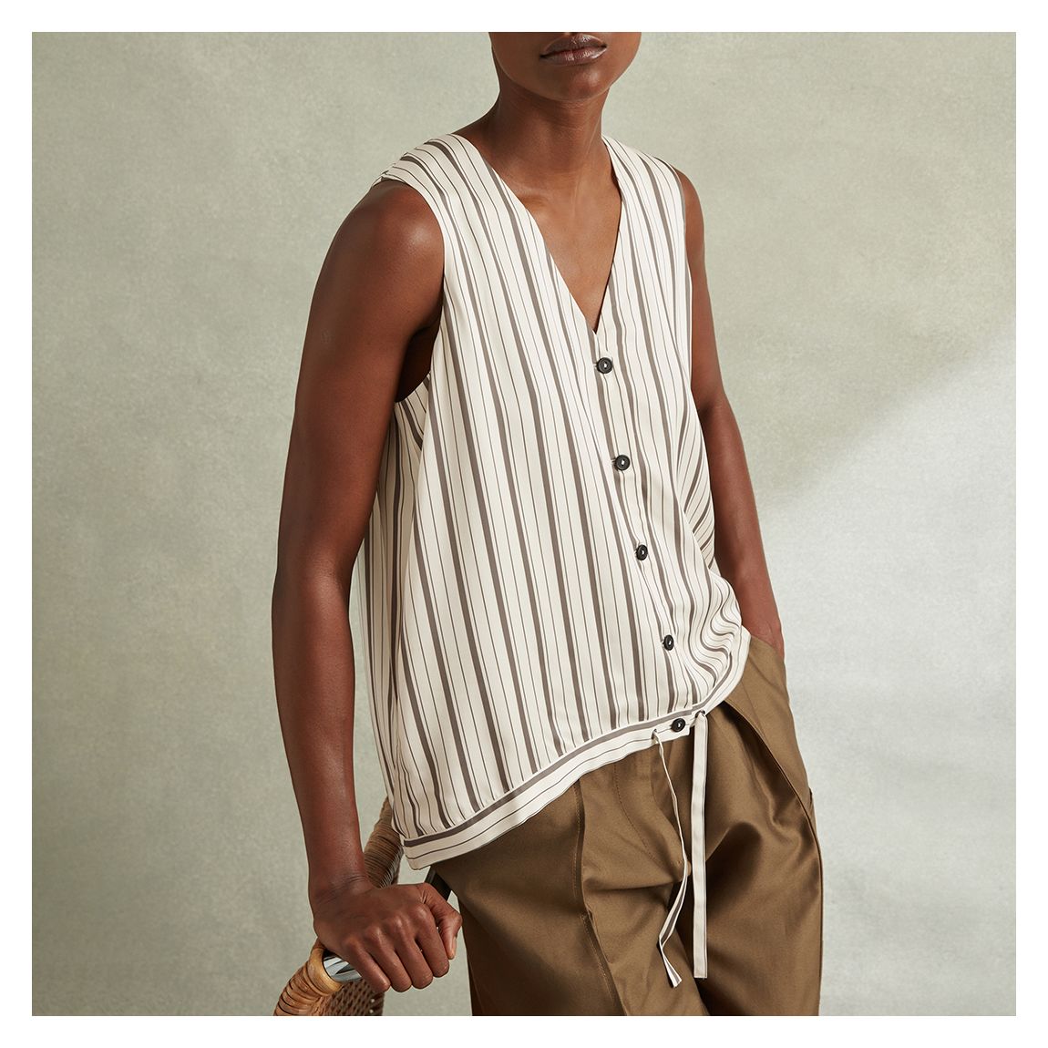 Ivory Francie Striped Waistcoat main product photo