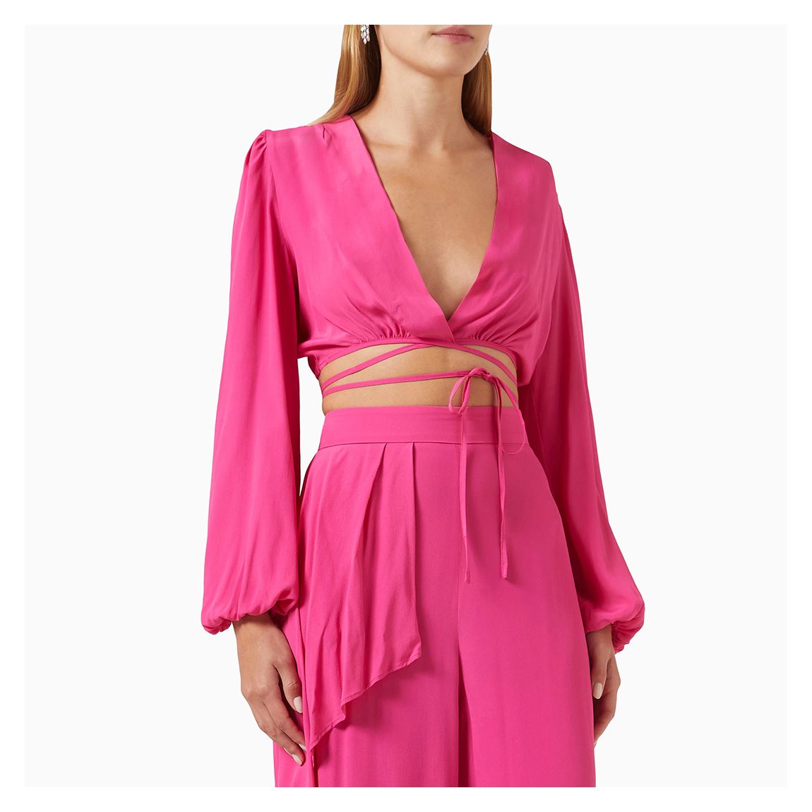 Hot Pink Chieti Cropped Blouse main product photo