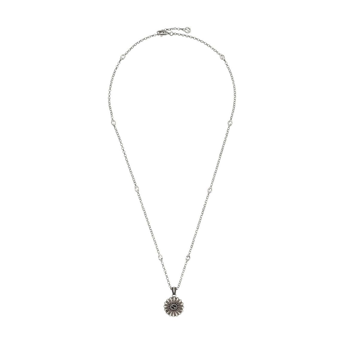 Silver Interlocking G Necklace With Flower main product photo