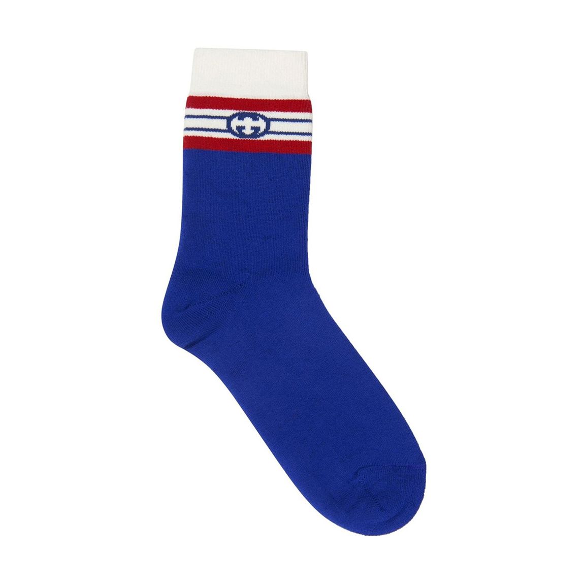 Blue And Red Interlocking G Striped Cotton Socks main product photo