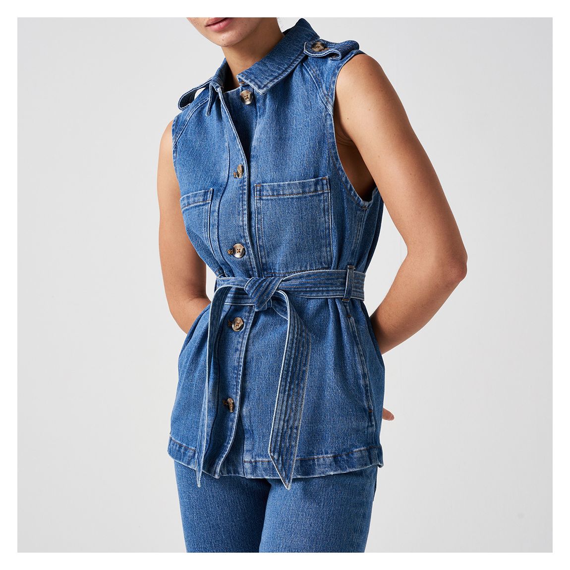 Blue Benjamin Sleeveless Jacket main product photo