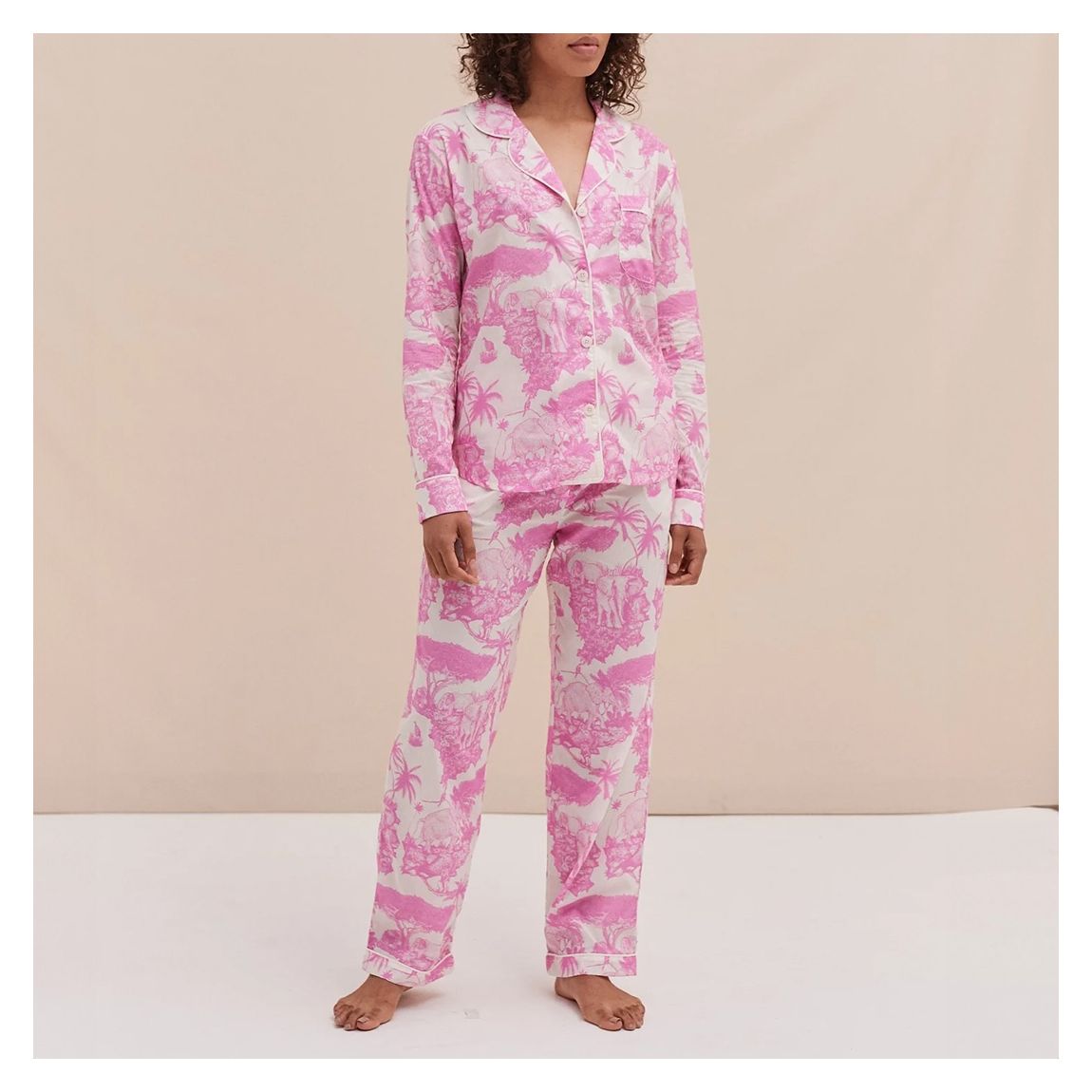 Long Pyjama Set Loxodonta Print Pink main product photo
