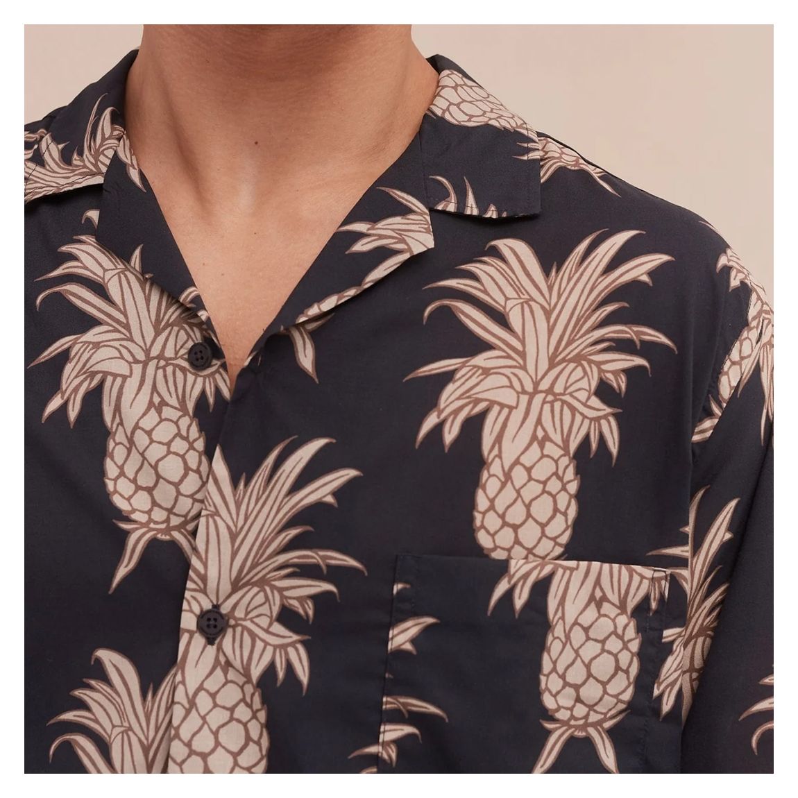 Men’s Cuban Pyjama Set Howie Pineapple Print Black/Gold main product photo