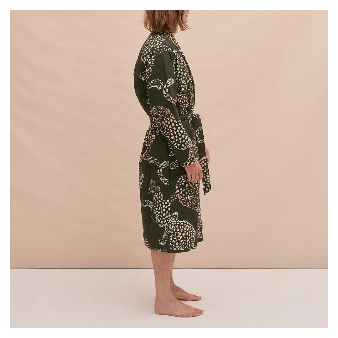 Men’s Quilted Robe Jag Print Green main product photo