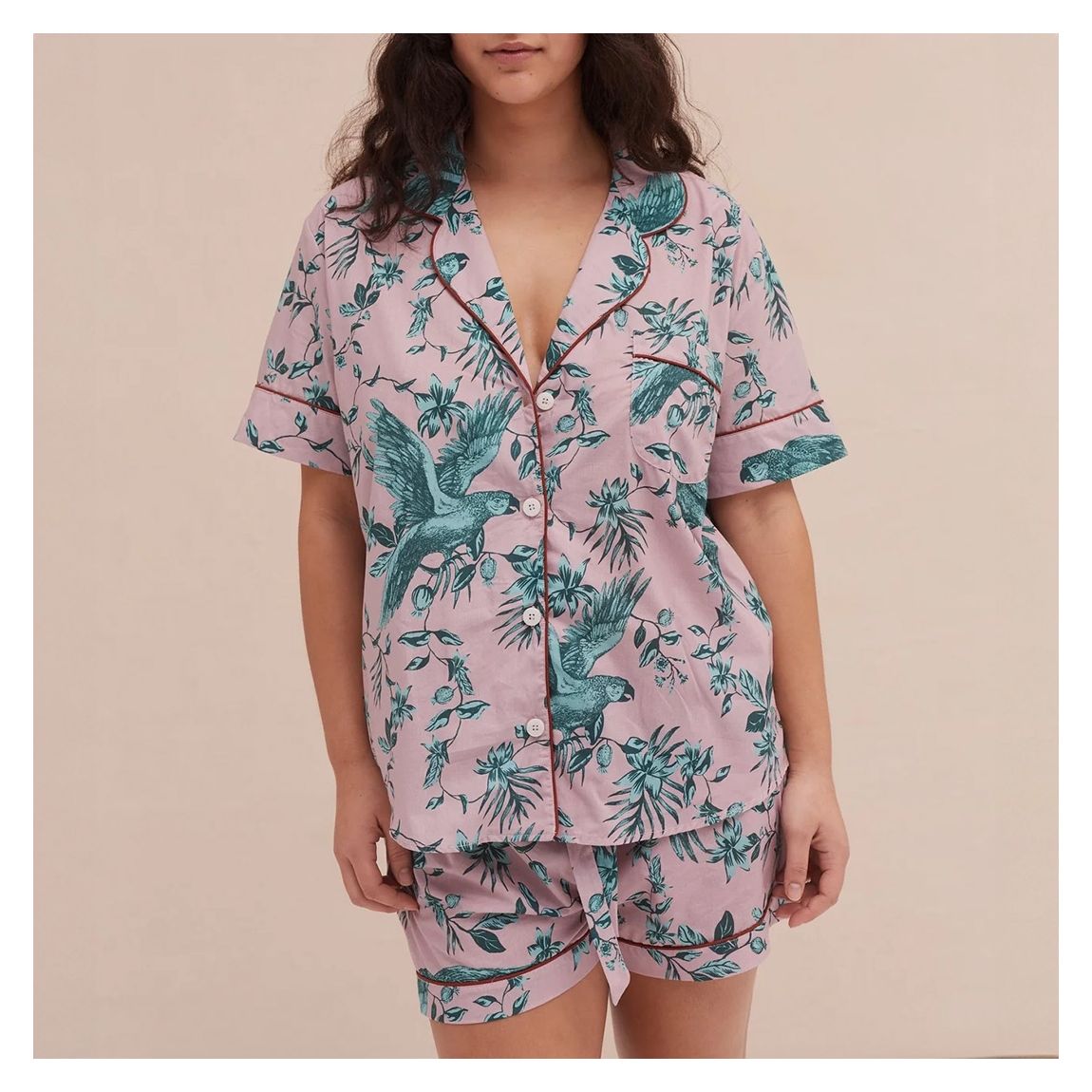 Short Pyjama Set Bromley Parrot Print Pink/Blue main product photo