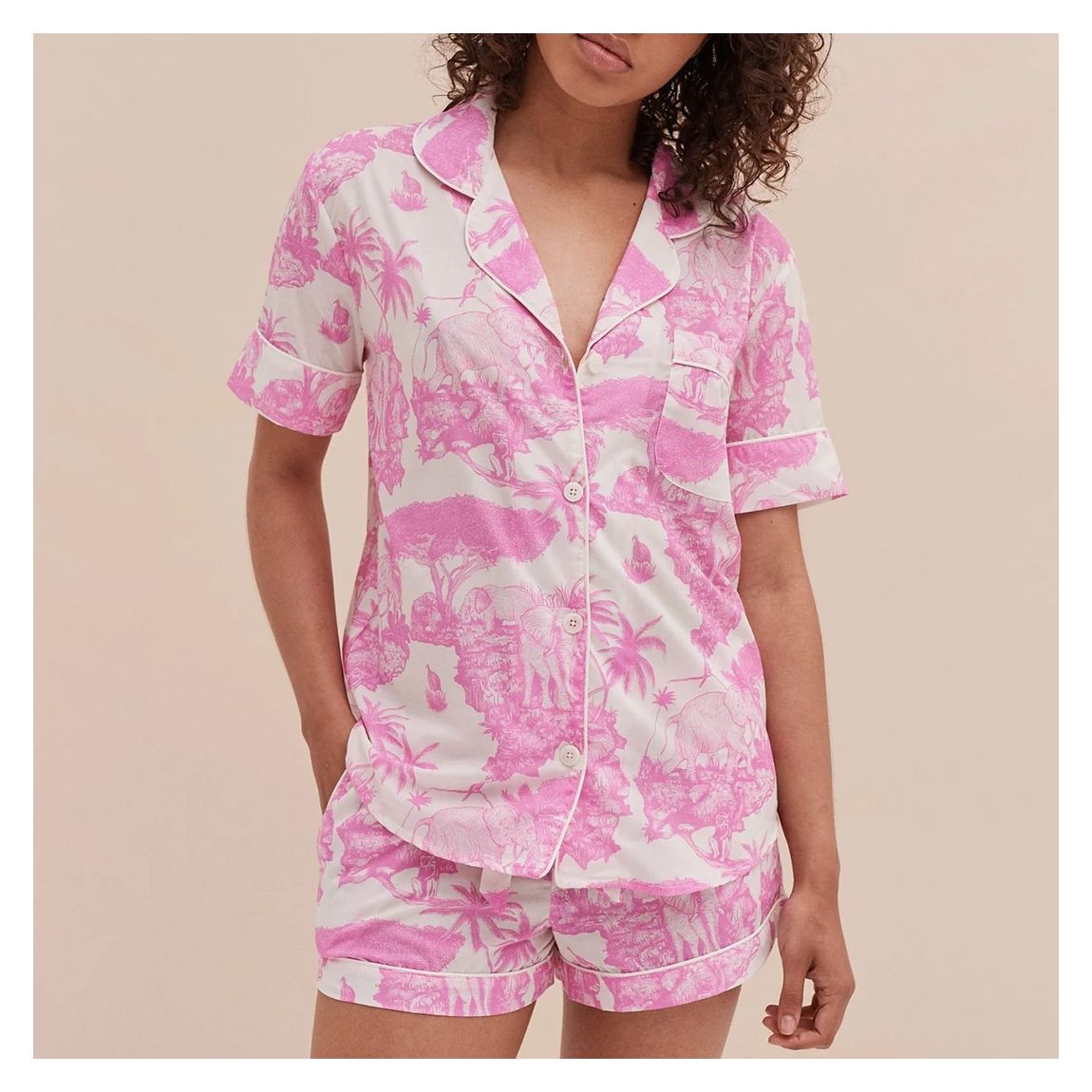Short Pyjama Set Loxodonta Print Pink main product photo