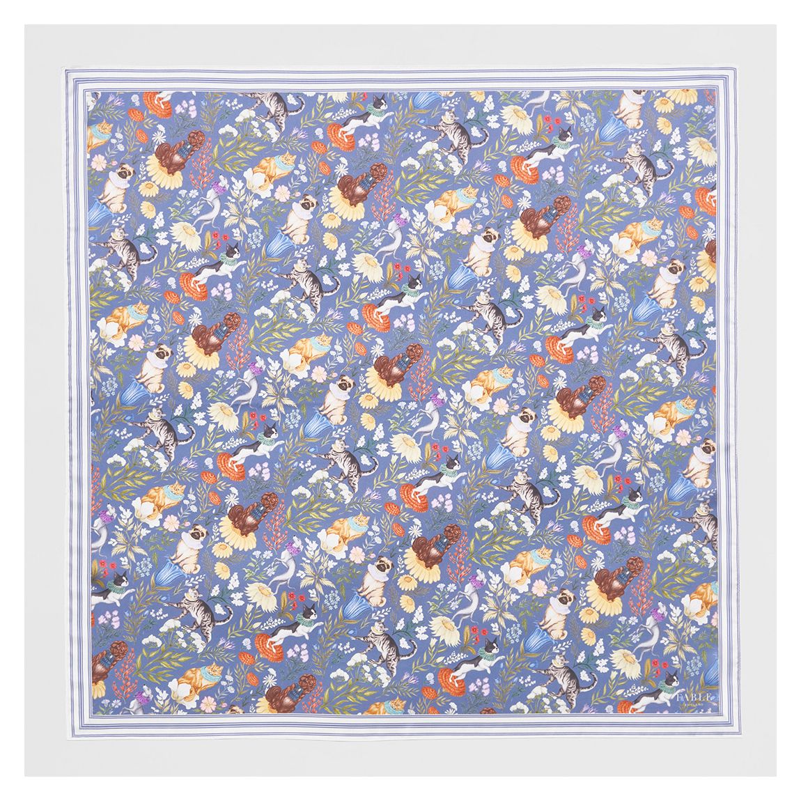 Catherine Rowe Pet Portraits Morning Blue Square Scarf main product photo