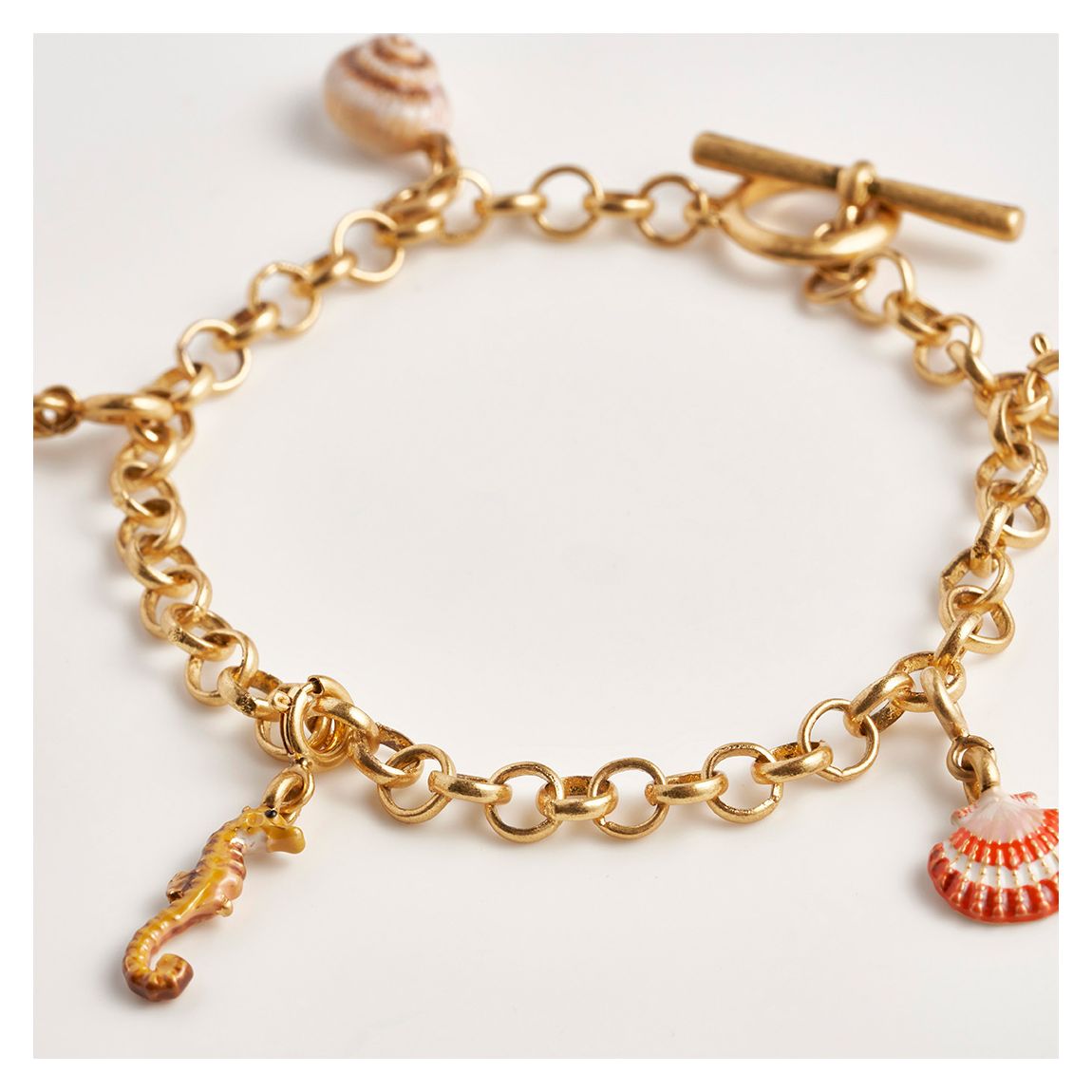 Hand Painted Shell Charm Bracelet - With 5 Charms main product photo