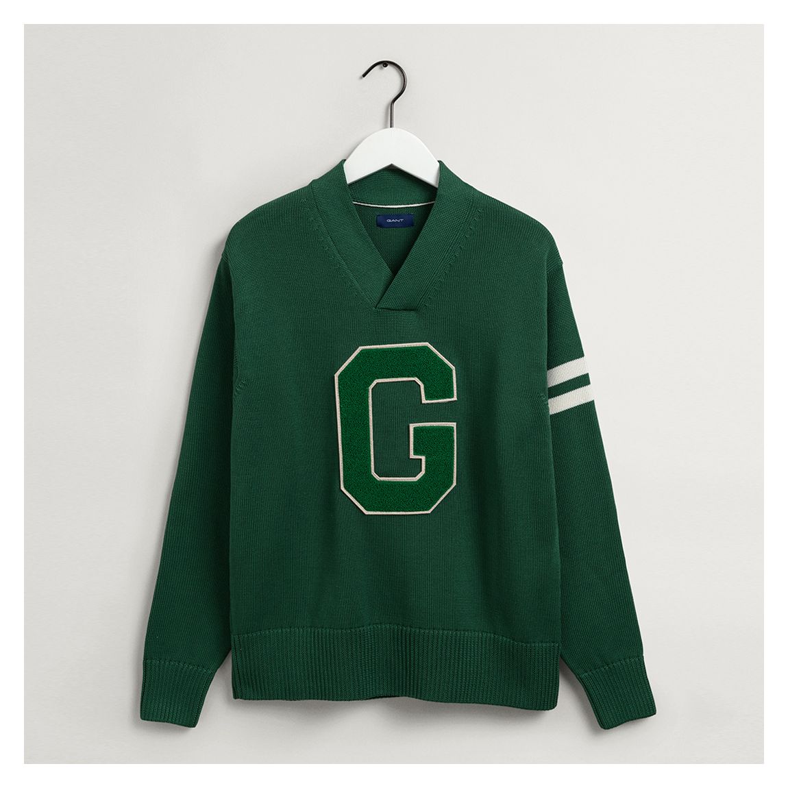 Green Collegiate V-Neck Cotton Jumper main product photo
