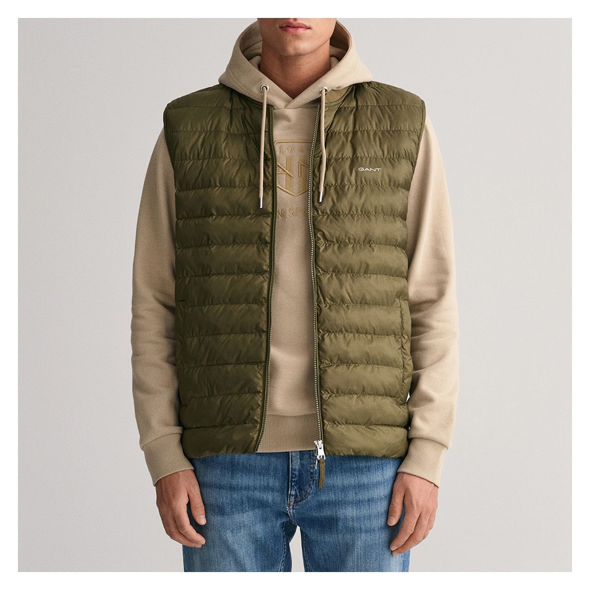 Khaki Light Padded Bomber Vest main product photo