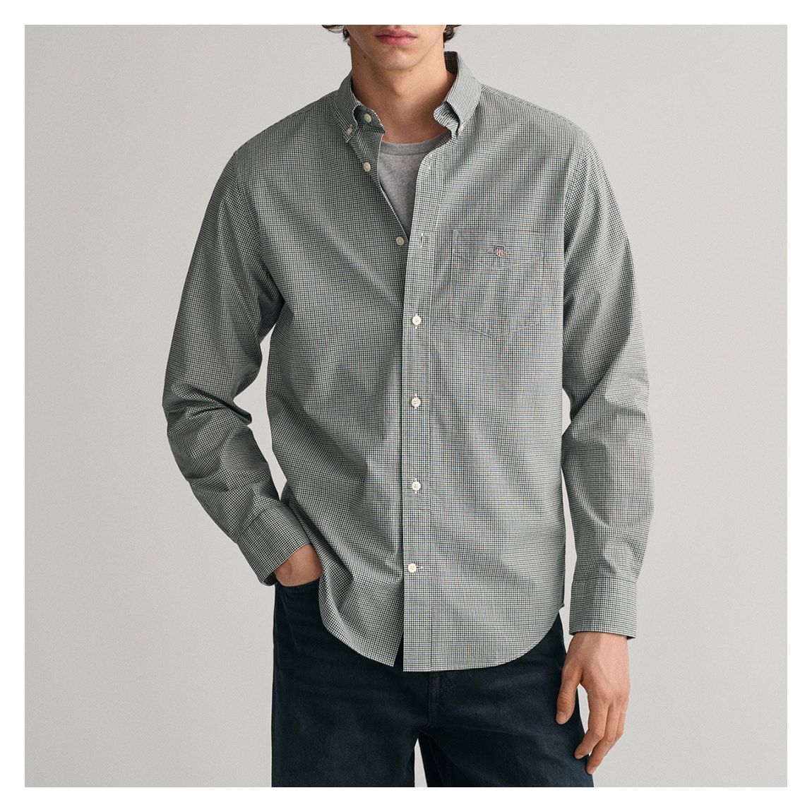 Multi Regular Poplin Micro Check Cotton Shirt main product photo