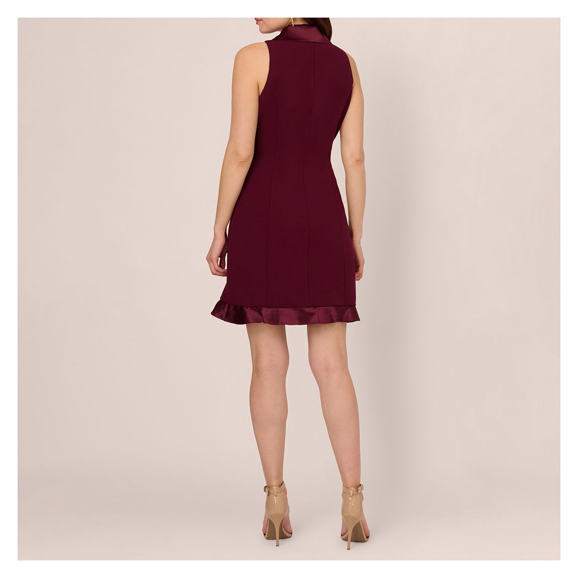 Burgundy Halter Tuxedo Crepe Dress main product photo