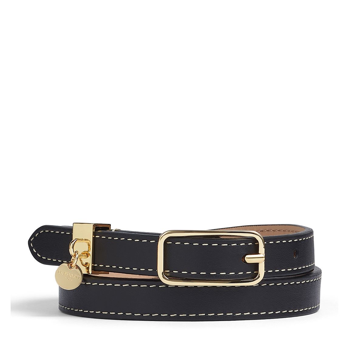 Molly Black Leather Skinny Belt main product photo