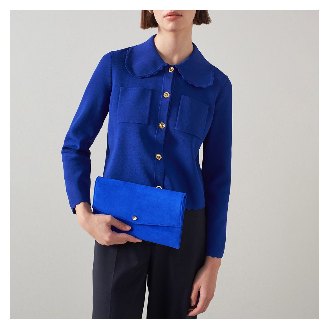 Layla Blue Suede Envelope Clutch main product photo