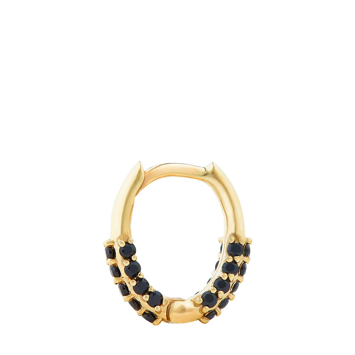 Gold Medium Oval Single Huggie With Black Onyx main product photo
