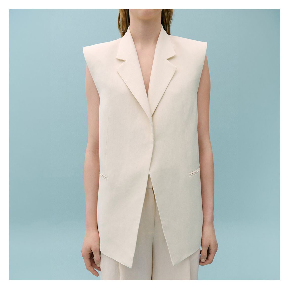 Cream Sleeveless Blazer main product photo