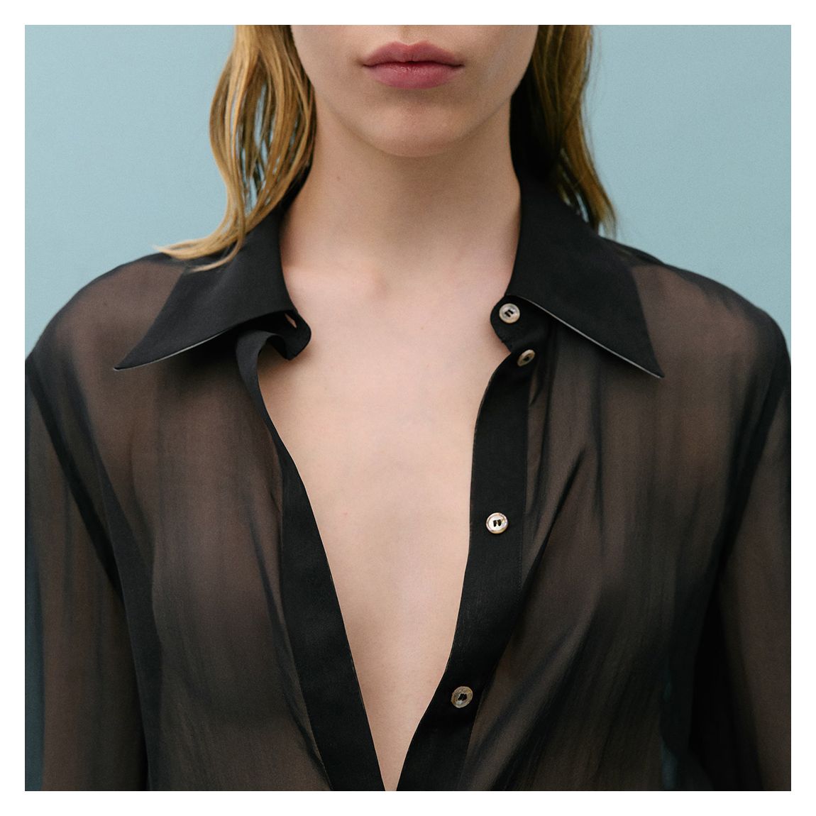 Black Sheer Silk Blend Shirt main product photo