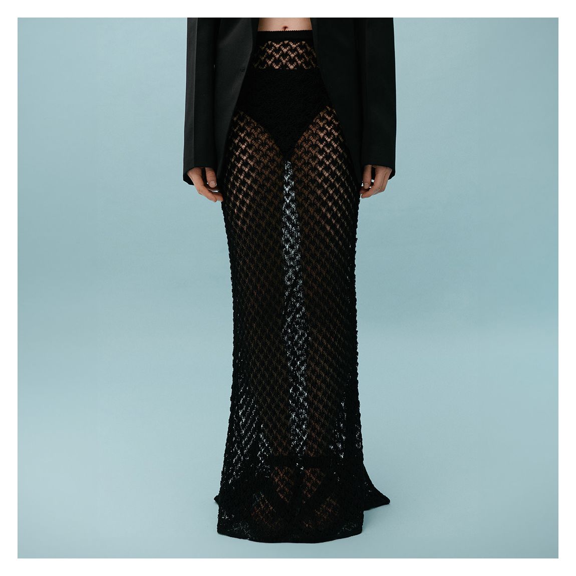 Black Sheer Knit Maxi Skirt main product photo