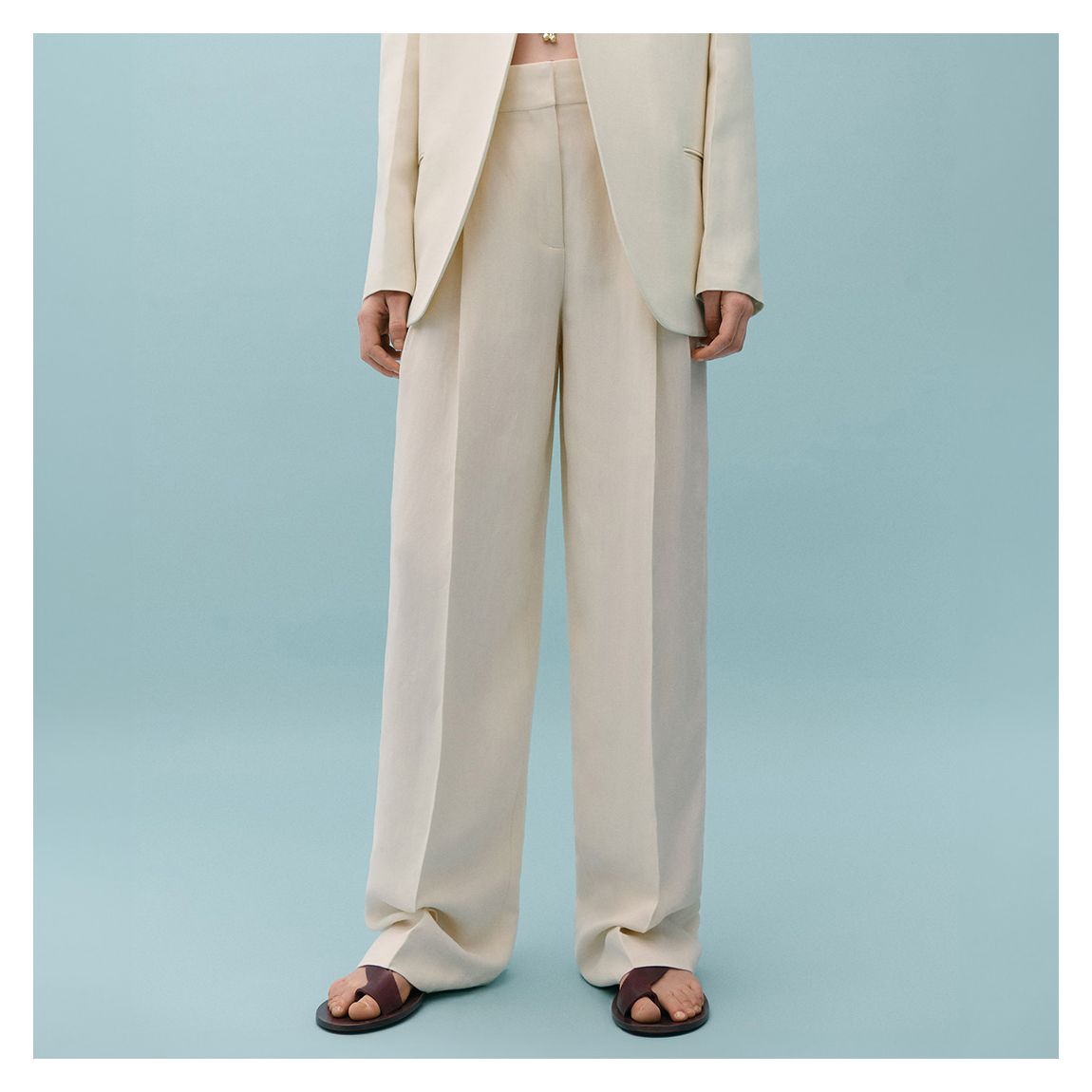 Cream Straight Leg Trousers main product photo