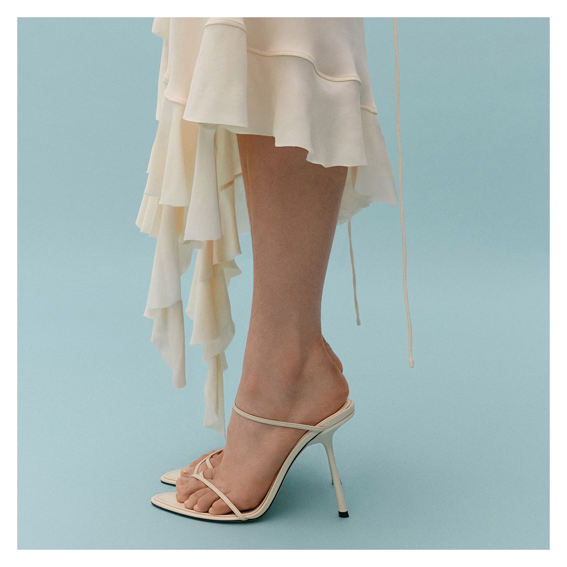 Cream Pointed Strappy Heel main product photo