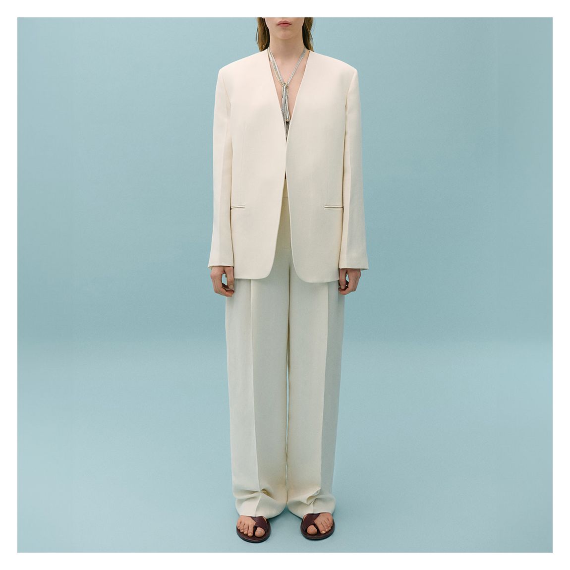White Buttonless Blazer main product photo