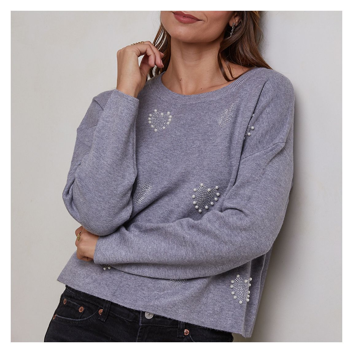 Grey Heart Cashmere Blend Jumper main product photo