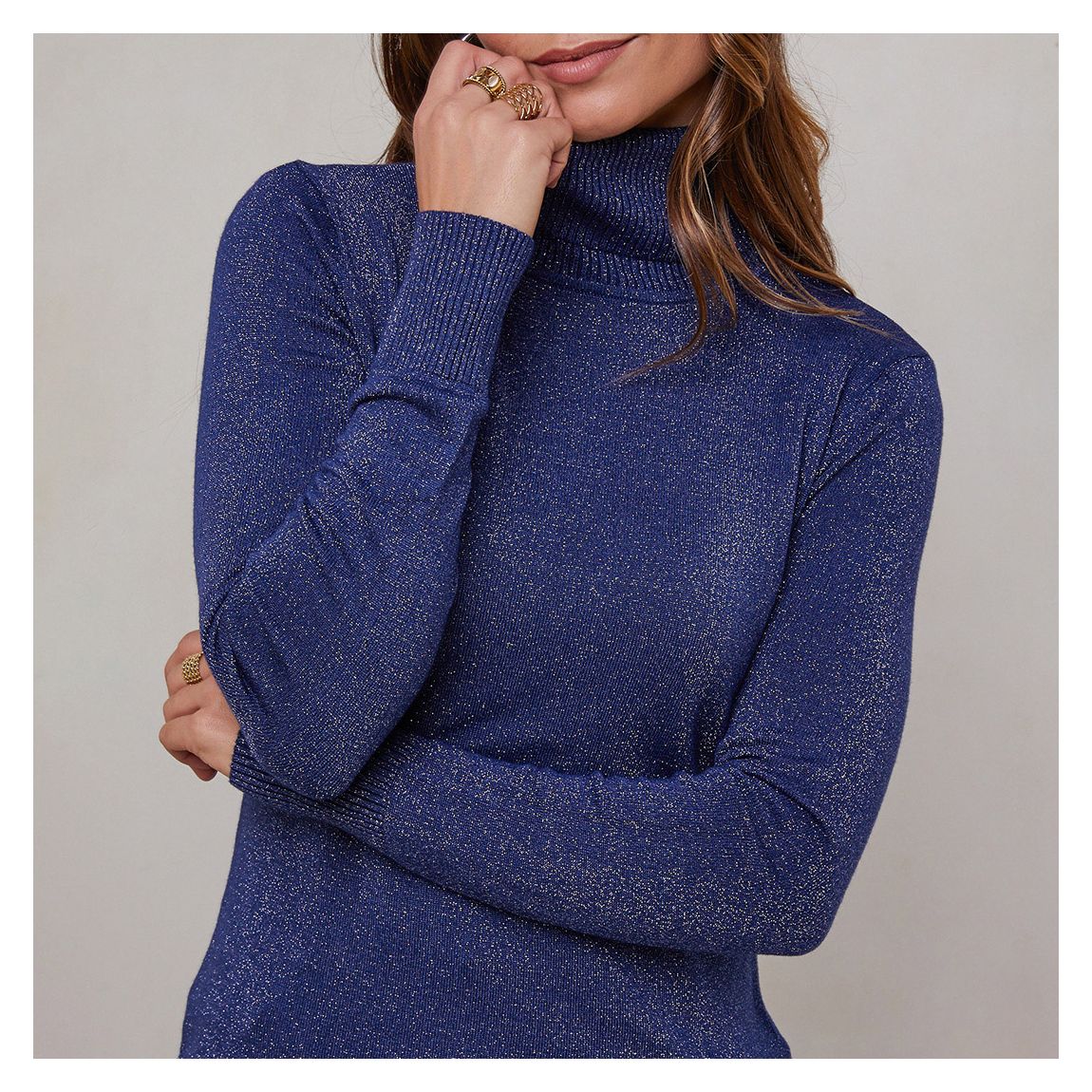 Navy Cashmere Blend Turtle Top main product photo