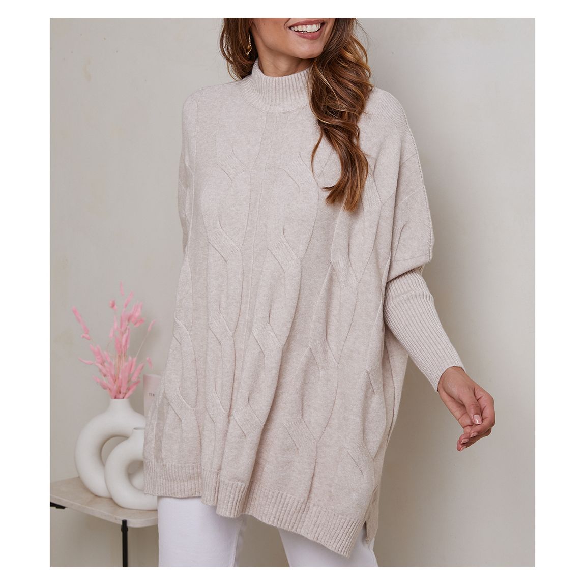 Beige Turtle Neck Jumper main product photo