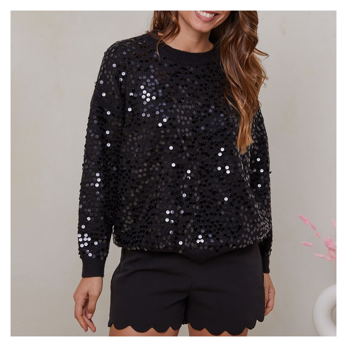 Black Sequin Cashmere Blend Jumper main product photo