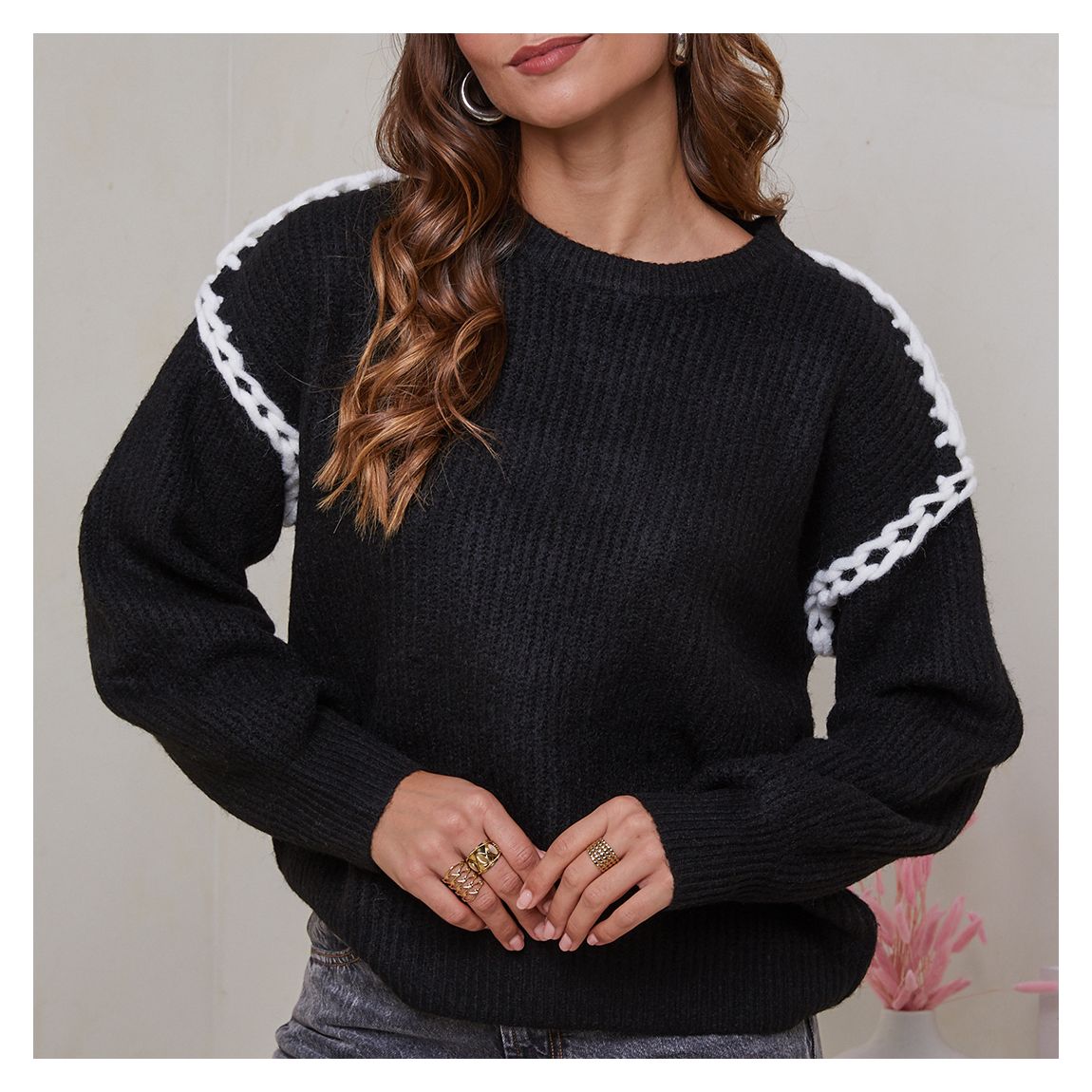 Black Cashmere Blend Detail Jumper main product photo