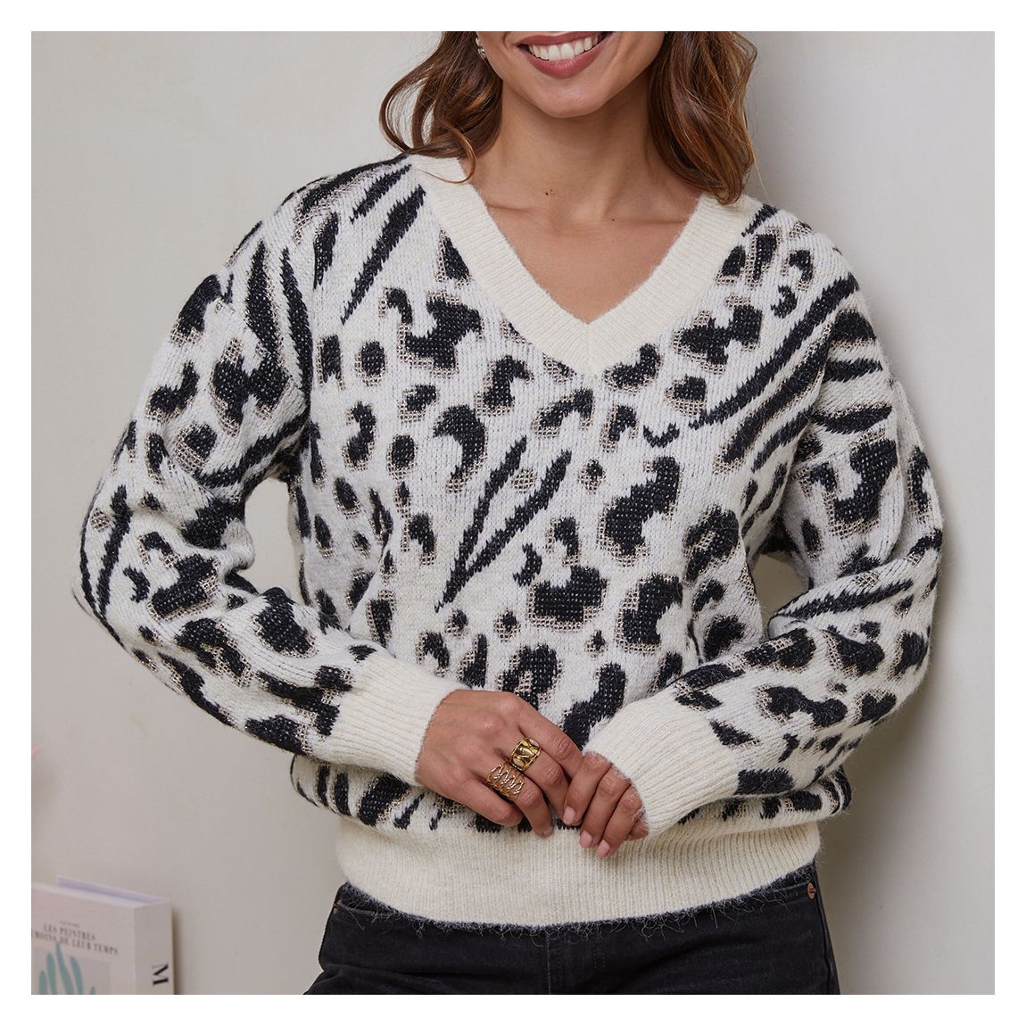 Black Cheetah Cashmere Blend Jumper main product photo