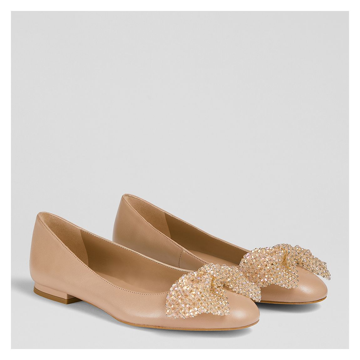 Beige Christa Nappa Leather Flat Shoes main product photo