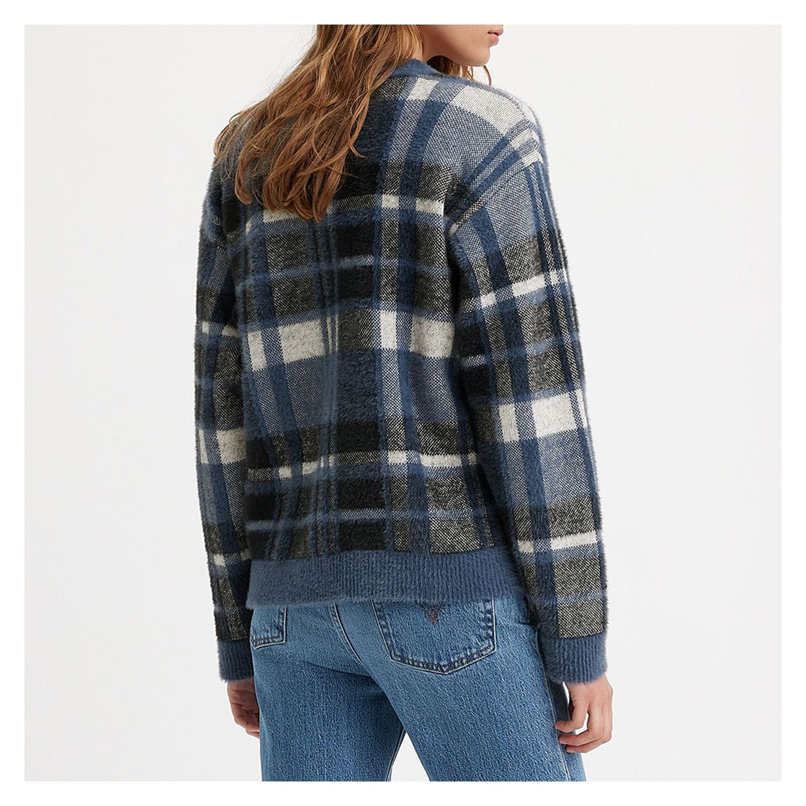 Blue Betty Check Cotton Blend Cardigan main product photo