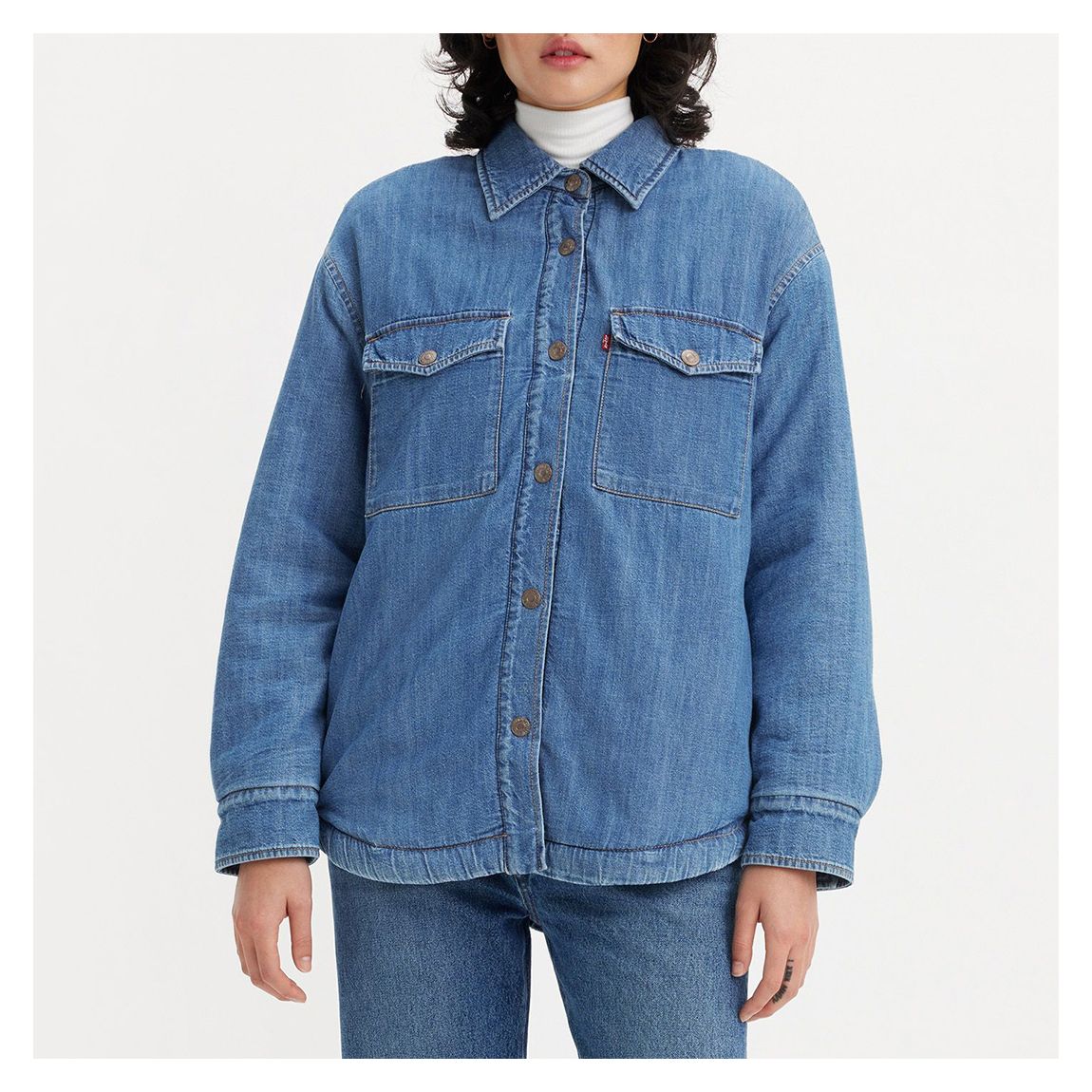 Blue Lola Denim Shacket main product photo