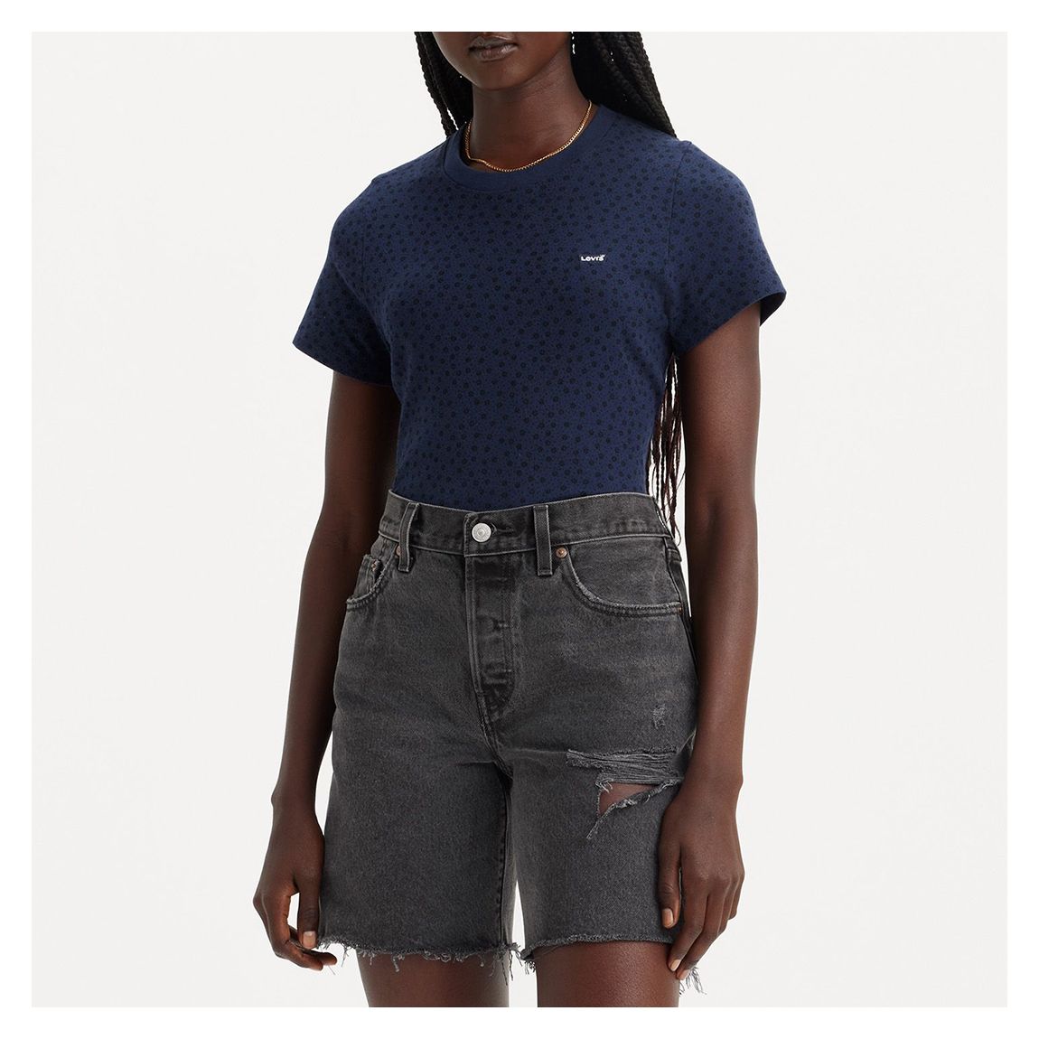 Dark Blue Printed Cotton T-Shirt main product photo