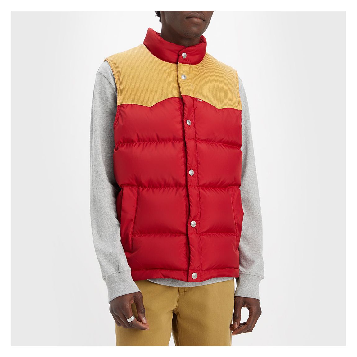 Red Colour Block Gilet main product photo