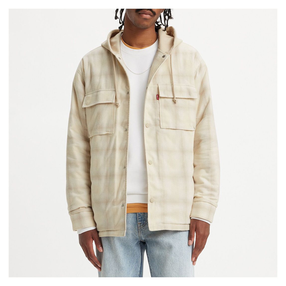 Cream Jack Worker Check Cotton Hoodie main product photo