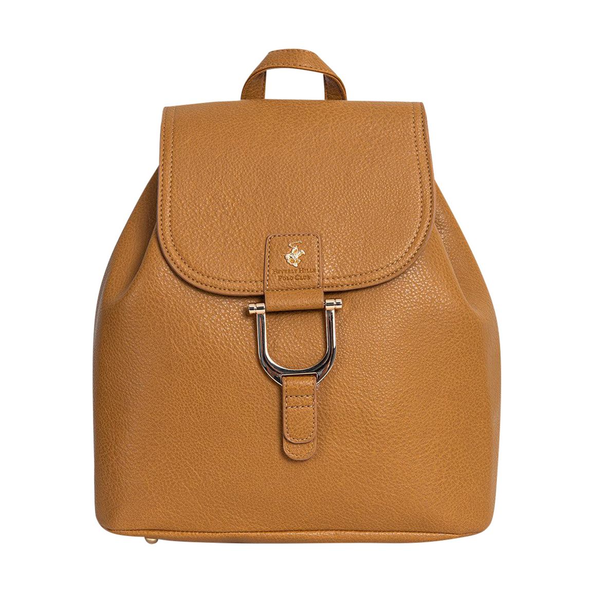 Mustard Leather Look Buckled Backpack main product photo