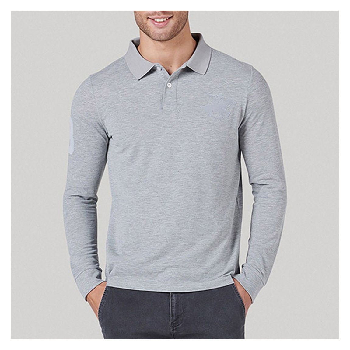 Grey Tonal Oversized Polo Pony Polo Shirt main product photo