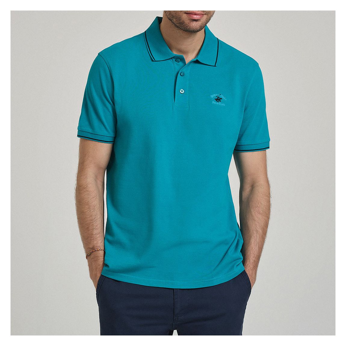 TIPPED POLO PONY POLO SHIRT DARK TEAL main product photo