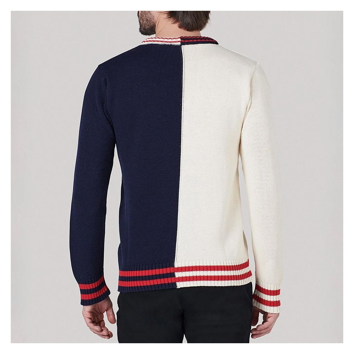Navy B Logo Split Colour Crew Neck Jumper main product photo