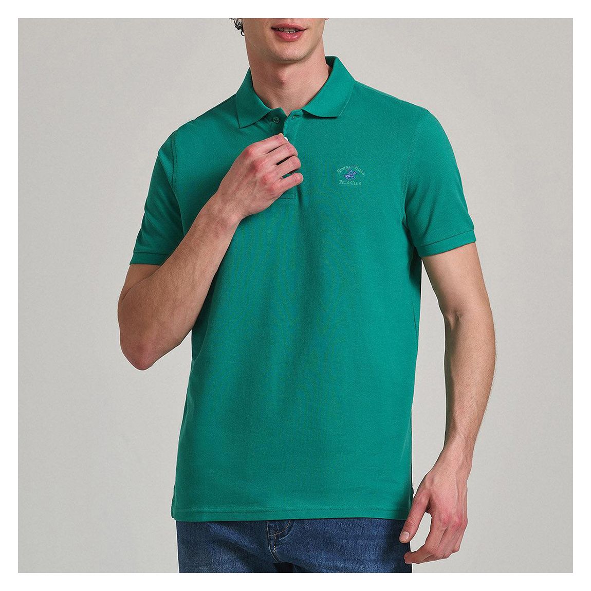Green Embroidered Cotton Pique Polo Shirt main product photo