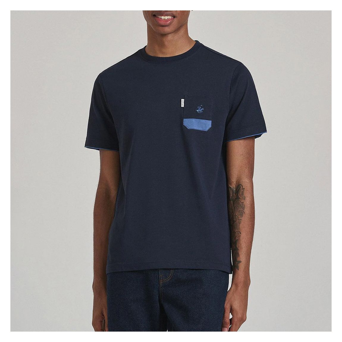 Navy Contrast Pocket Patch T-Shirt main product photo